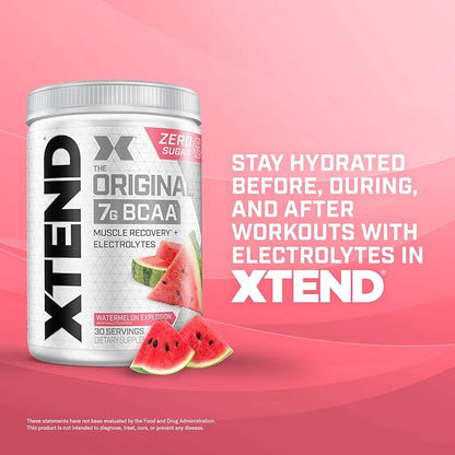 XTEND Original BCAA Powder 7g BCAA and 2.5g L-Glutamine, Sugar Free Post Workout Muscle Recovery Drink with Amino Acids for Men & Women, 30 Servings