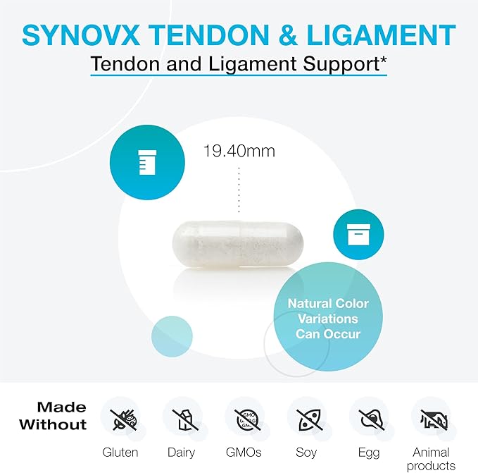 XYMOGEN SynovX Tendon & Ligament - Supports The Body’s Processes of Tendon/Ligament Self-Repair and Tendon/Ligament Comfort - Mucopolysaccharides and Type I Collagen (60 Capsules)