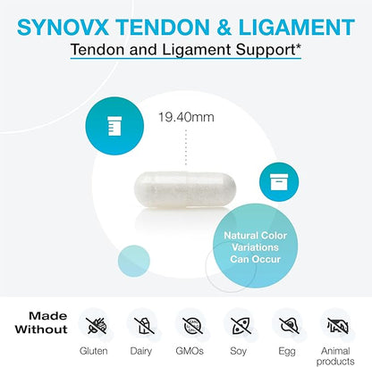 XYMOGEN SynovX Tendon & Ligament - Supports The Body’s Processes of Tendon/Ligament Self-Repair and Tendon/Ligament Comfort - Mucopolysaccharides and Type I Collagen (60 Capsules)