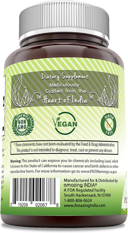 Amazing India Triphala (Natural Triphala Fruit) Supplement | 750 Mg per Serving | 120 Veggie Capsules | Non-GMO | Gluten-Free