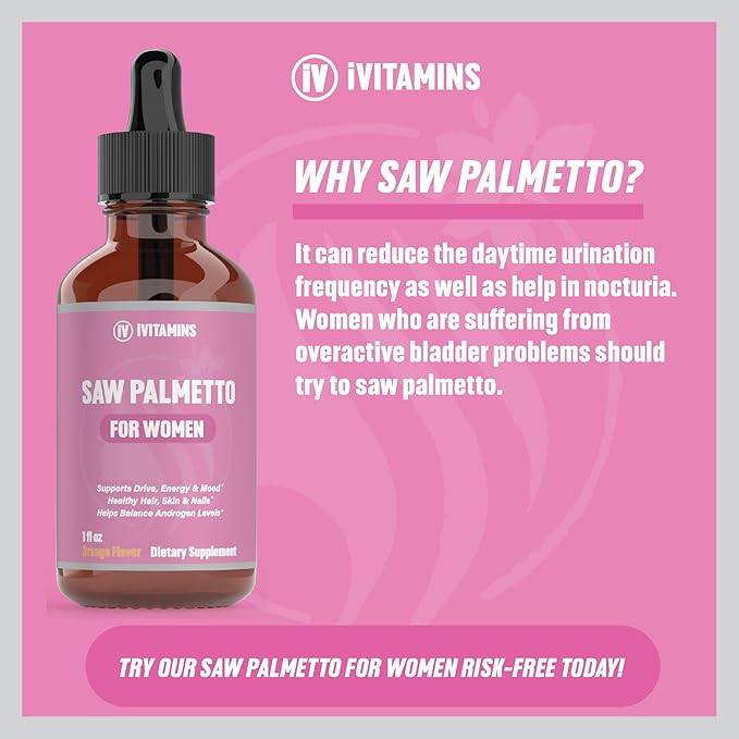 Saw Palmetto for Women | Helps to Reduce Hair Loss, Supports Healthy Hair, Skin, Nails, Energy, Mood & More | DHT Blocker for Women Hair Growth | Saw Palmetto for Women Hair Loss | 1 fl oz