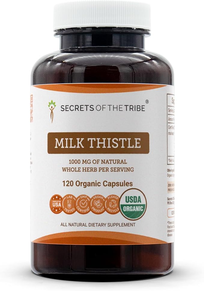 Milk Thistle USDA Organic 120 Capsules | High-Potency Herbal Organic Capsules | Made with Organic Vegetarian Capsules and Organic Milk Thistle (Silybum marianum) Dried Seed (120 Capsules)