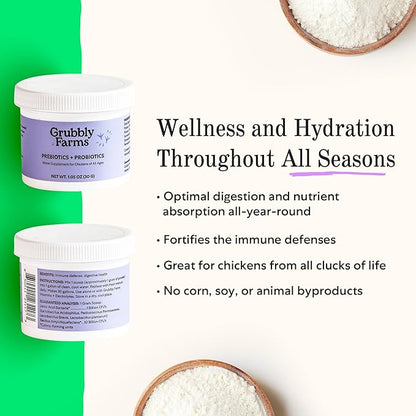 Grubbly Farms Prebiotics + Probiotics for Chickens (30 Day)