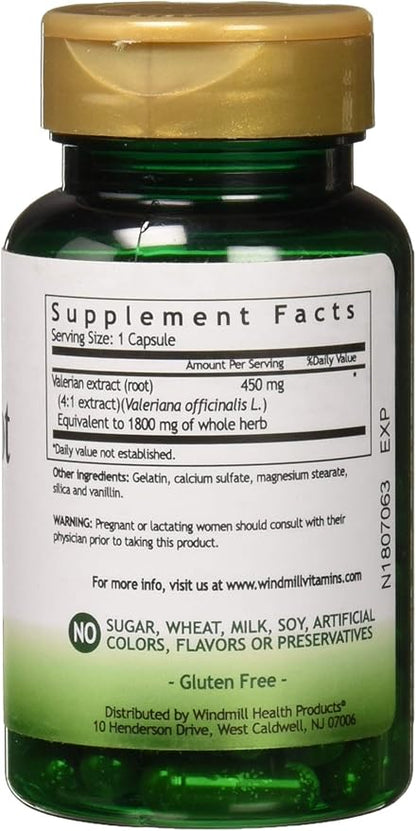Valerian Root 450mg Extract 60 Caps by Windmill