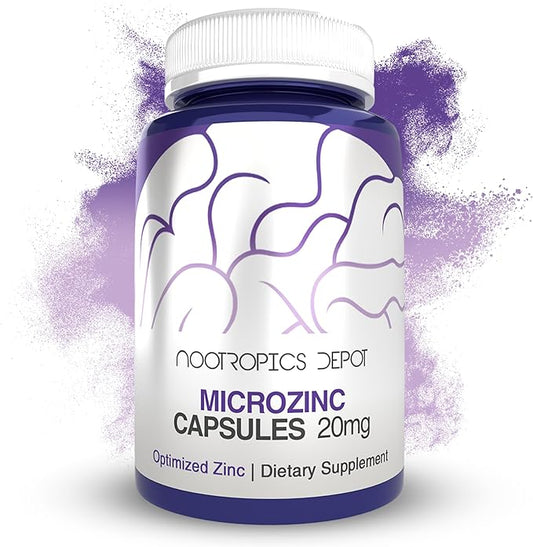 Nootropics Depot MicroZinc Capsules | 20mg | Optimized Zinc Supplement | 90 Count