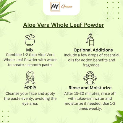 100% Natural Aloe Vera Leaf Powder Pure Aloe Barbadensis 2 LBS /908 Grams