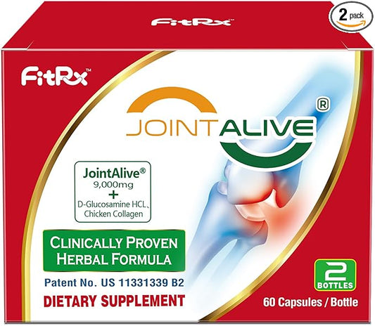 JointAlive Joint Support Supplements for Women & Men, Glucosamine Chondroitin, Relief Joints Discomfort, Cartilage Repair, Healthy Inflammatory Response, as Quickly as 7 Days, 60 Servings