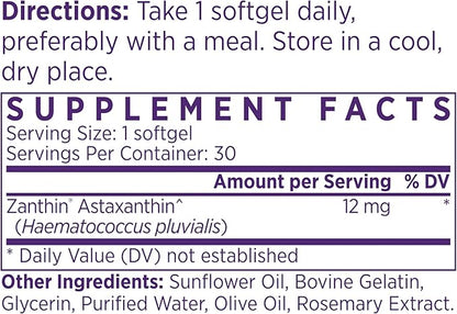 NAOMI Extra Strength Patented Astaxanthin 12mg Supplement from Alaskan Algae - Natural Support for Skin & Eye Health, Joint Support - Non-GMO, Gluten Free, 30 Softgels - 1 Month Supply