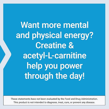 Life Extension Creatine Acetyl-L-Carnitine Energy Plus, Energy Support Supplement, creatine monohydrate, Acetyl-L-carnitine, Gluten-Free, Non-GMO, Vegetarian, 30 Servings