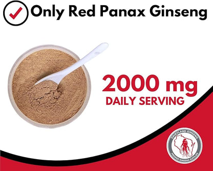Red Panax Ginseng Powder with Natural Ginsenosides (4 oz)- Supports Healthy Energy, Vitality, Mood and More, Korean Panax Ginseng Root Powder for Smoothies, Coffee or Drinks (1 Pack)