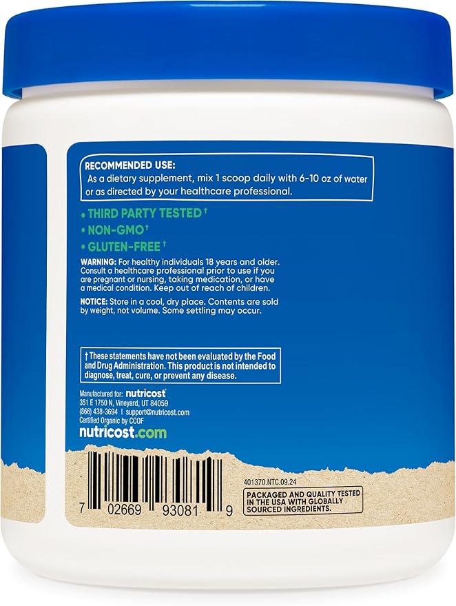 Nutricost Organic Chlorella Powder 8oz - 3000mg Per Serving - Non-GMO, Gluten Free