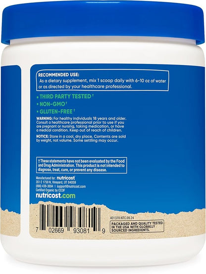 Nutricost Organic Chlorella Powder 8oz - 3000mg Per Serving - Non-GMO, Gluten Free