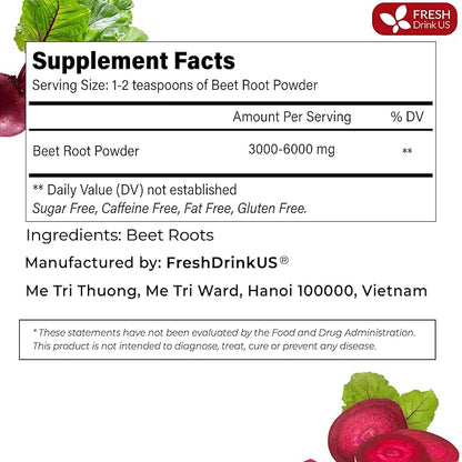 FRESHDRINKUS, Premium 42oz Beet Root Powder, 100% Natural and Pure from Beet Root, Beetroot Powder Perfect for Smoothies, Energy Booster, Soups and Sauces. No Additives, No Gluten, No Sugar, Vegan