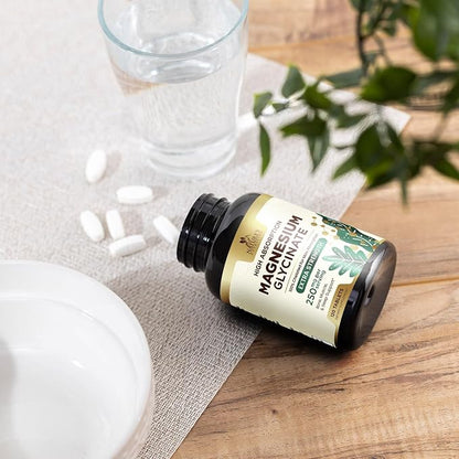 Magnesium Glycinate 250 mg, 100% Chelated Magnesium Supplement - High Absorption Magnesium for Muscle, Heart, Bone and Nerve Health Support, Nature's Gluten Free, Vegan, Non-GMO Capsules - 120 Count