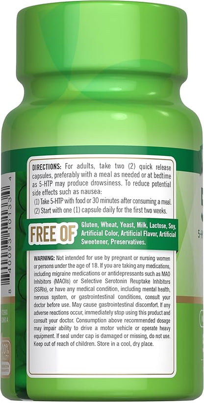 Nature's Truth 5HTP 200mg Capsules | 50 Count | 5 Hydroxytryptophan | Non-GMO & Gluten Free Supplement