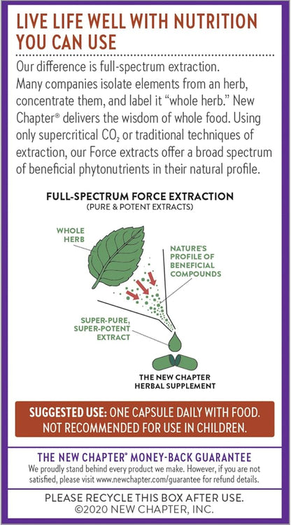 New Chapter Cinnamon Supplement - Cinnamon Force for Antioxidant Action + Non-GMO Ingredients - 30 ct Vegetarian Capsules