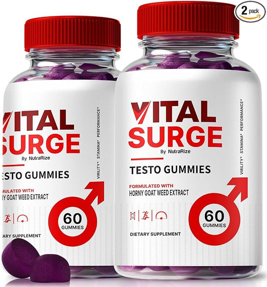 (Pack of 2 Vital Surge Testo Gummies, Premium ME Gummies Detox Easy to Chew, Supports Performance & Overall Well-Being, Official Gomitas Reviews (120 Gummies)