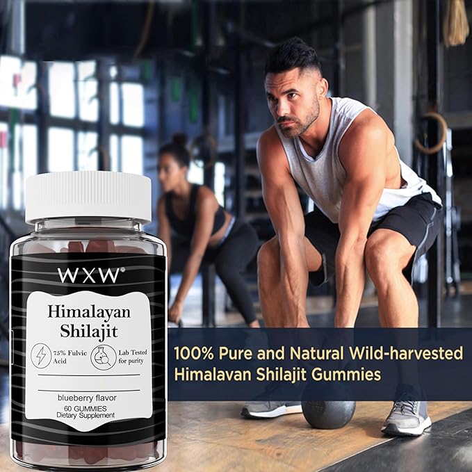 WXW Shilajit Gummies Pure Himalayan Organic Manuka Honey MGO +263 High Potency for Men & Women 85+ Trace Minerals 75% Fulsive Acid Lab Tested 120 Gummies