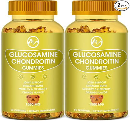 （2 Pack ） Glucosamine Chondroitin Gummies with MSM - 1500mg Extra Strength for Joint Support, Antioxidant Immune Support - for Adults, Men & Women