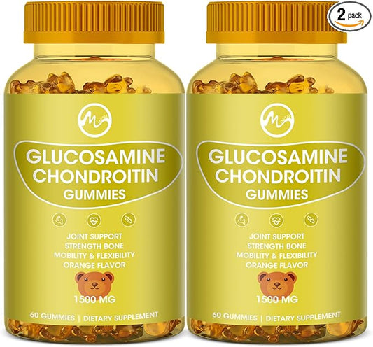 （2 Pack ） Glucosamine Chondroitin Gummies with MSM - 1500mg Extra Strength for Joint Support, Antioxidant Immune Support - for Adults, Men & Women