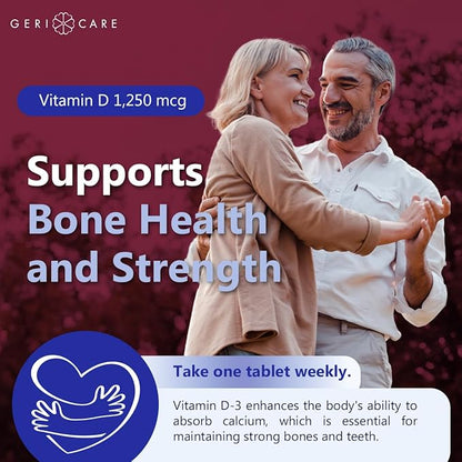 GeriCare Vitamin D 1,250mcg (50,000 IU) High Potency Once-A-Week Dietary Supplement, 12 Count (Pack of 1)