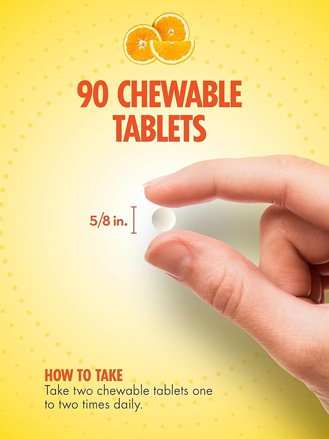 Sundance Chewable Vitamin C 1000mg | 90 Tablets | Natural Orange Flavor | Vegetarian, Non-GMO, and Gluten Free Supplement