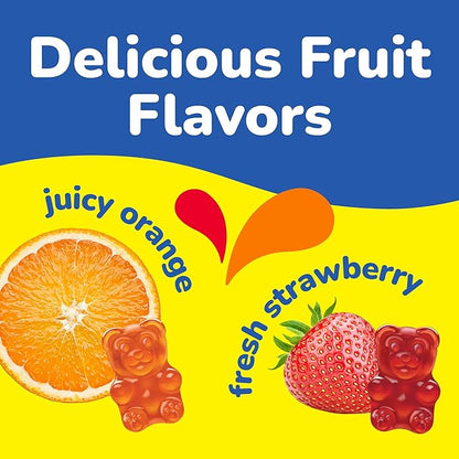 L’il Critters Gummy Vites No Sugar Added Daily Gummy Multivitamin for Ages 2+ Toddlers & Kids, Vitamin C, D3 for Immune, Strawberry and Orange Flavors, 100 Gummies