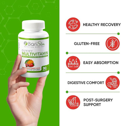 BariSlim Bariatric Multivitamin Gummies - Specially Formulated Gummy Vitamin for Patients After Weight Loss Surgery - Easy to Digest & Great Tasting Fruit Flavors | Pack of 2 (90 Fruit Chews)