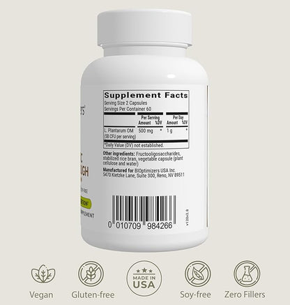 BIOptimizers Probiotic Breakthrough, Proteolytic Prebiotics & Probiotics Supplement – Lactobacillus Plantarum OM for Immune, Bloating & Gut Relief Support, 120 Vegan Capsules