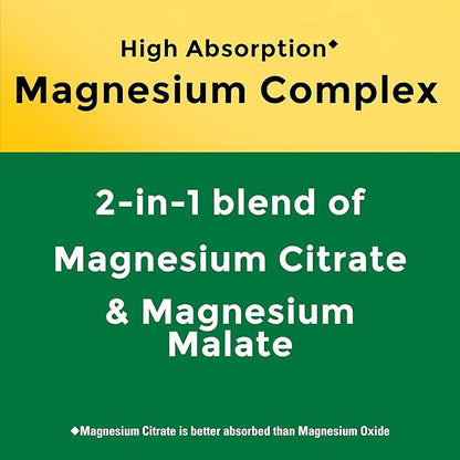 Nature Made High Absorption Magnesium Complex Soft Chews, Magnesium Supplement for Muscle, Heart, Bone Support, Magnesium Citrate & Malate Blend 250 mg per Serving, 40 Vegetarian Chews, 20 Day Supply