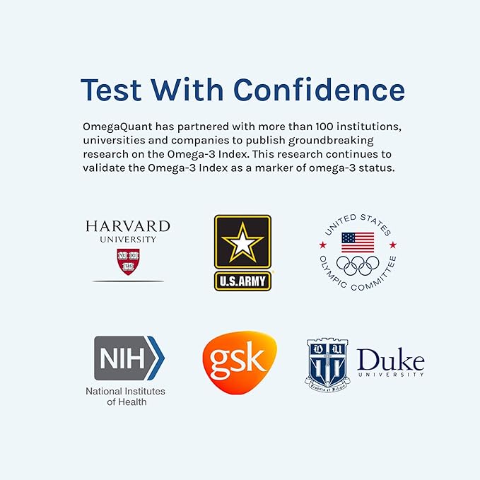 Omega Quant Omega-3 Index Plus Test Kit - Measures Blood Levels of Omega-3, Trans Fats, and Omega-6:Omega-3 Ratios | The Original Omega-3 Blood Test Home Kit