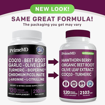 26-in-1 Nitric Oxide Supplement - Blood Pressure Supplements for Heart Health with Coq 10, Organic Beet Root Capsules with Hawthorn Berry and Garlic, 2103mg Per Serving (120 ct, 2 Pack)