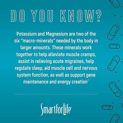 SMART FOR LIFE Magnesium Potassium Supplement – High Absorption Magnesium Complex – Magnesium and Potassium for Vascular Health, Leg Cramps, Magnesium for Sleep – Gluten-Free - 30 Vegan Capsules