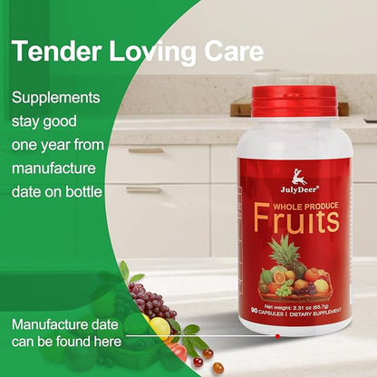 Fruit and Veggies Supplement Ingredients Natural – 2 Bottles 180 Total Vegetarian Capsules | Balance of Natural 16+18 Whole Fruits & Veggies Blend | Fresh Superfood Formula with Vitamins and Minerals