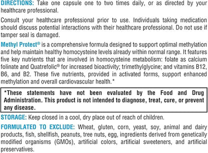 XYMOGEN Methyl Protect - Optimal Methylation Formula with Methyl Folate, Vitamin B12 (Methylcobalamin b12), Riboflavin + B6 Vitamins - Cognitive, Homocysteine + Heart Health Supplements (60 Capsules)