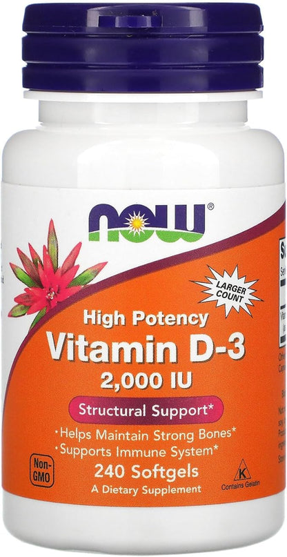 Now Foods Now Foods Vitamin D-3, 50 mcg (2,000 IU), 240 Softgels, 3 Pack