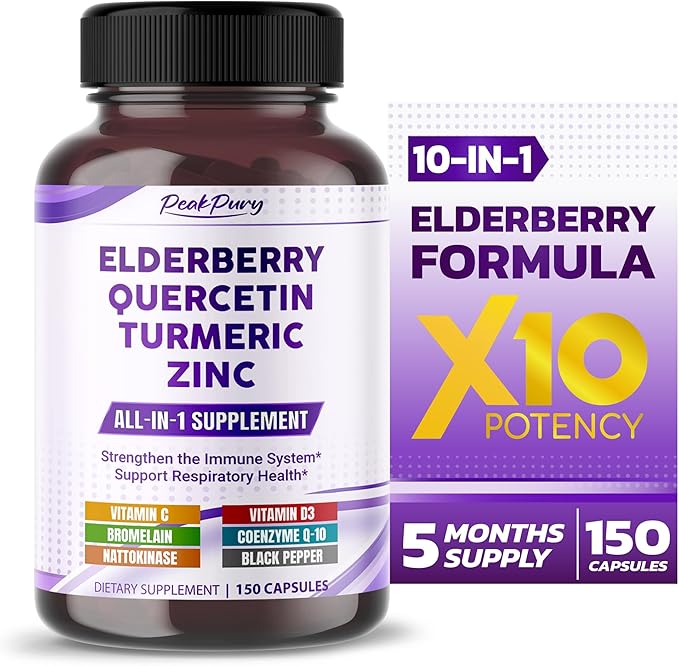 Elderberry Quercetin Turmeric Zinc - Support The Immune System, Respiratory Health - Made in The USA