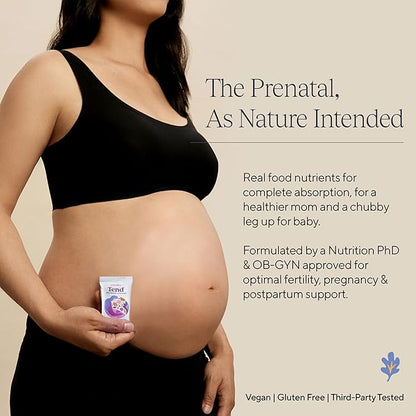 Tend Daily Best Prenatal Vitamin Bar, Chocolate Sea Salt Flavor (4ct). Prenatals with Organic Ingredients for Pregnant & Postpartum Mothers, Includes DHA, Vitamin D, B, Choline, Folate, Sunflower Lecithin