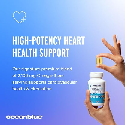 Oceanblue Professional Omega-3 2100 with Vitamin K2 and Vitamin D3-60 Count - Triple Strength Burpless Fish Oil Omega-3 Supplement with EPA, DHA & DPA - Wild Caught - Orange Flavor, 30 Servings