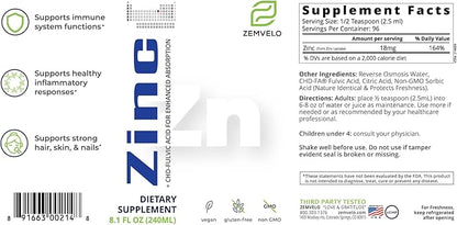 Liquid Ionic Zinc | 3 Month Supply | Encourage Clear Skin | Sustained Energy | Natural Inflammatory Support