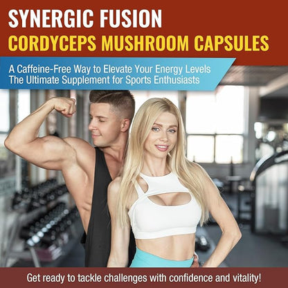 Cordyceps Mushroom Capsules - Immune & Energy Support Supplement with Cordyceps Militaris, Maca Root, Ginseng, Rhodiola, Mushroom Supplement for Endurance, Stamina, Athletic Performance, 60 Capsules