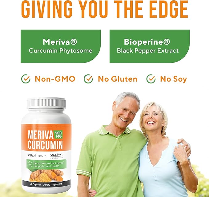 NERVE RENEW Meriva Curcumin 500mg with Bioperine Antioxidant Boost Nerve Support Supplement - 30 Capsules