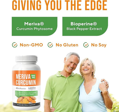 NERVE RENEW Meriva Curcumin 500mg with Bioperine Antioxidant Boost Nerve Support Supplement - 3 Pack