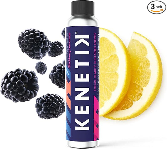KENETIK Ketone Drink Mix, Exogenous Ketones Blend, Keto, Caffeine & Sugar Free, Vegan Nootropics Brain Supplement For Memory and Focus, D-BHB Ketones - Blackberry Lemonade, 3pk (12 Servings)