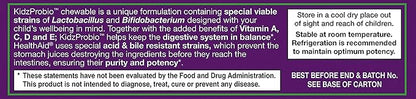 KidzProbio Chewable 30 CT Once Daily with Vitamin A, C, D+E, Probiotic Mix, 2 Billion CFU, 5 Selected Strains, Blackcurrant Flavor, Acid & Bile Resistant, Dairy Free, Vegetarian