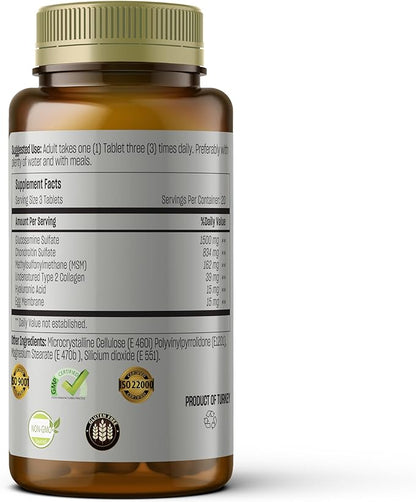 Glucosamine Supplement 1500 mg - 1 Month Supply - with Chondroitin, MSM, Collagen, Hyaluronic Acid - Non-GMO, 60 Tablets - Supports Joint Mobility and Comfort