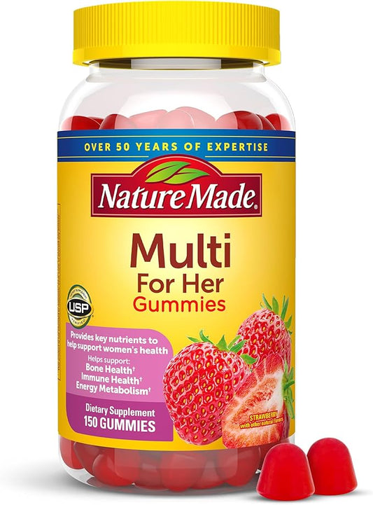 Nature Made Multivitamin For Her, Womens Multivitamin for Daily Nutritional Support, Multivitamin for Women, 150 Gummies, 75 Day Supply