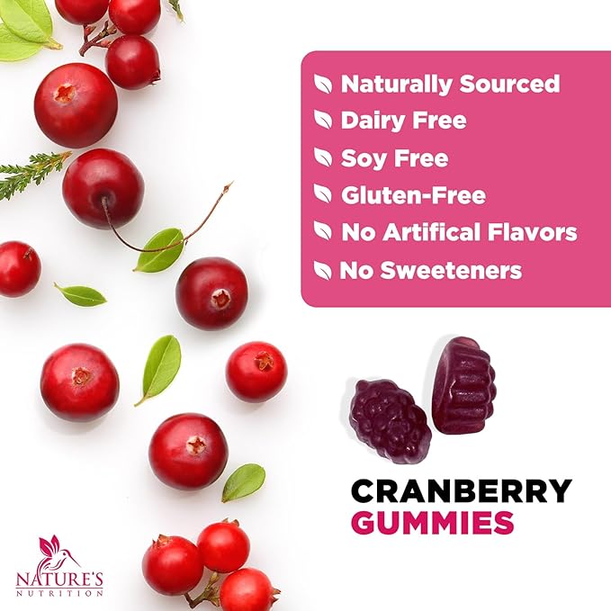 Cranberry Supplement Gummies + Vitamin C - Made with 25,000mg 50:1 Cranberry Extract to Help Cleanse and Protect The Urinary Tract, Nature's Chewable Cranberry Pills for Women, Non-GMO - 120 Gummies