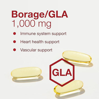 PROTOCOL FOR LIFE BALANCE Borage/GLA 1,000mg - 240mg GLA - Expeller-Pressed & Hexane-Free - Support Normal Immune Function - Borage Seed Oil - Dairy & Soy Free - 60 Softgels