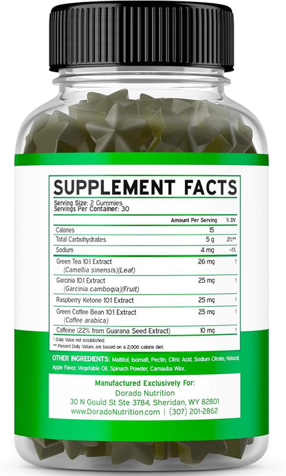 Green Tea Fat Burner Weight Loss Gummies (60 Count) Fat Burner Women - Appetite Suppressant Weight Loss Supplement for Men & Women with Apple Flavored - Third Party Tested - USA Made